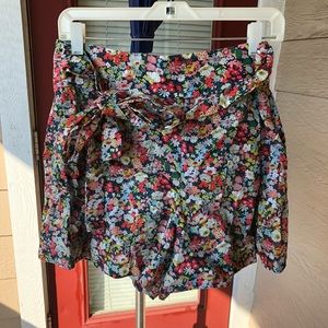 High waisted floral shorts
